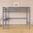 Wood Frame Twin Size High Loft Bed With Safety Guardrail And Built-In Desk-1830662825
