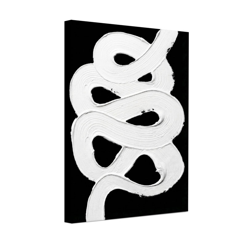 Abstrait abstrait blanc sur fond noir, H 18 po x l 12 po