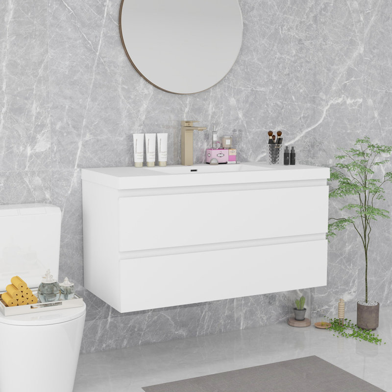 Wall Mounted Bathroom Vanity, Gray