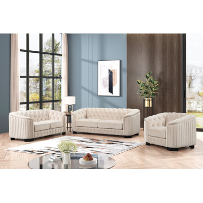 Wanda 3 Piece Velvet Standard Living Room Set