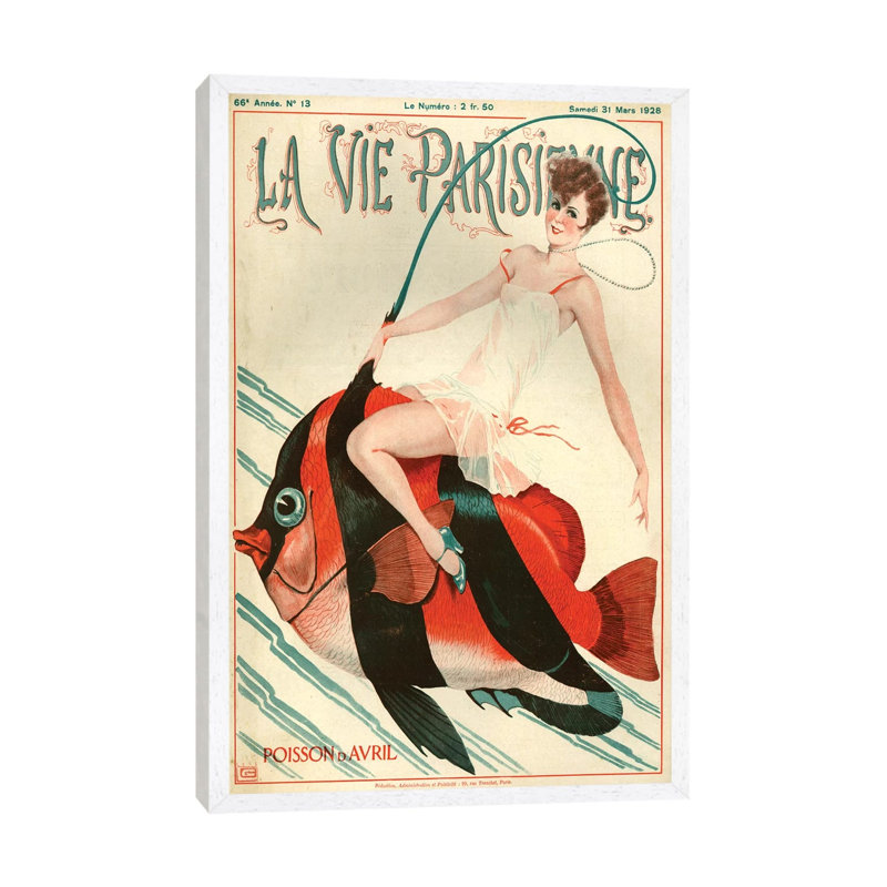 1927 La Vie Parisienne Magazine Cover 1 Piece Wall Art on Canvas, 101.6 cm H x 66.04 cm W, White Framed