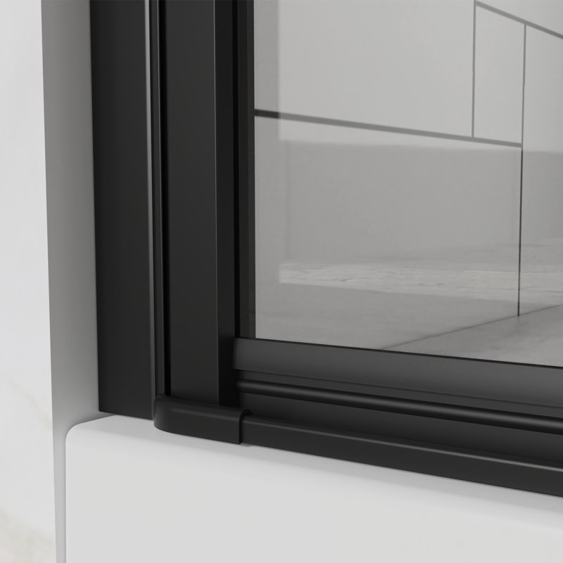 30-31.2 In. W X 72 In. H Bi-Folding Pivot Frameless Shower Door With Clear Glass, Black