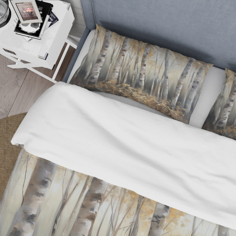 Twin Birch Tree Forest Microfiber Duvet Cover Set