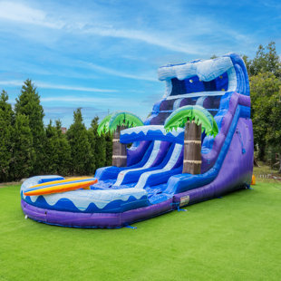 Glissade d'eau de qualité commerciale XJUMP 17 pi Surf Beach (avec ventilateur et piscine)