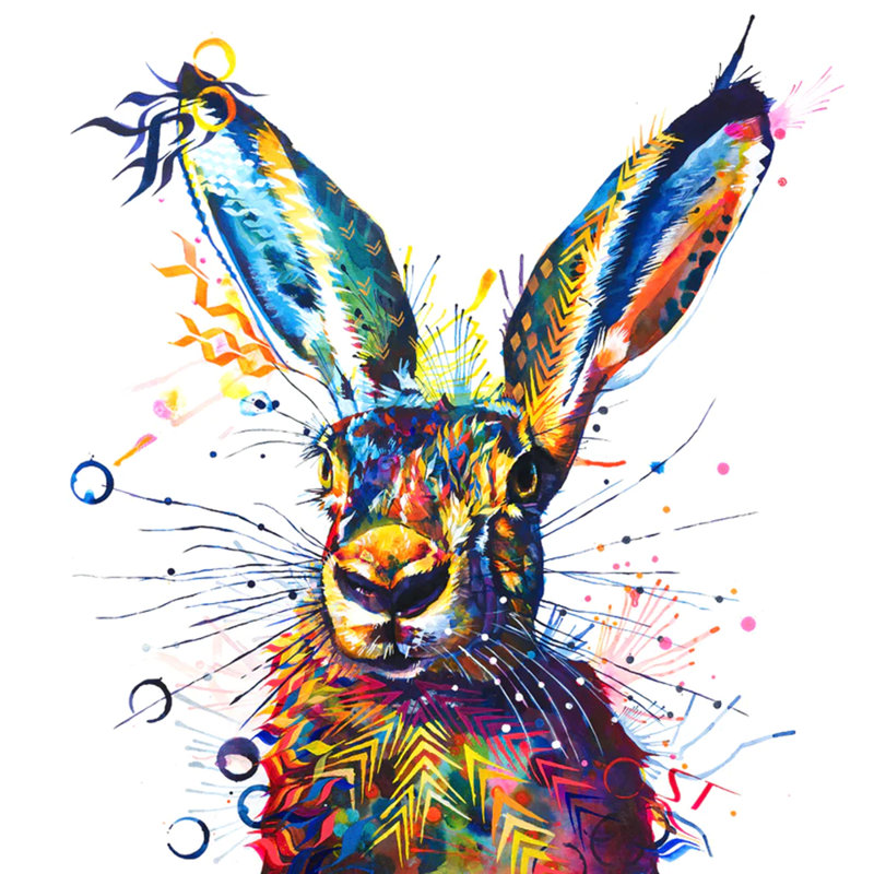 Hartley The Hare Countryside Painting - Wrapped Canvas Art Prints from Sarah Taylor Art, 70cm H x 70cm W