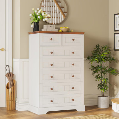 7 Drawer Dresser, 51.4 Inch High Dresser With Hand Carved Panels, Large Wooden Closet Storage Organizer Dresser For Bedroom, Living Room, Hallway by Winston Porter