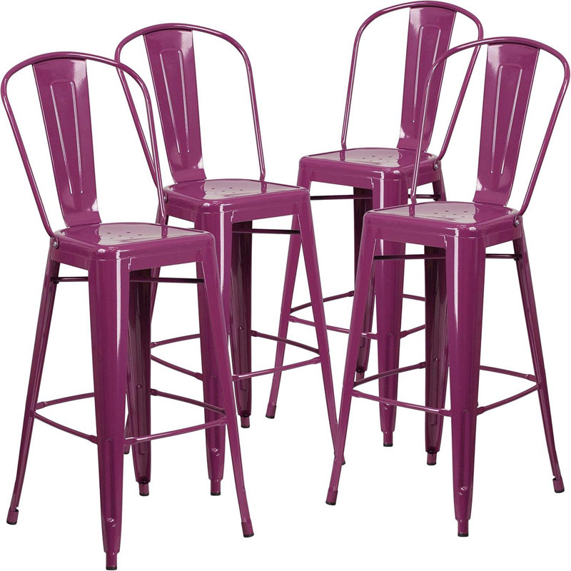 Andreucci 24" Industrial Style Stool Chair - Modern Metal Galvanised Steel
