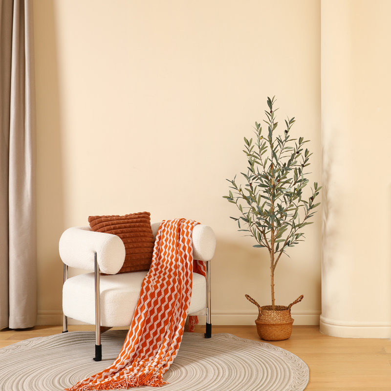 Adcock Artificial Olive Plants with Realistic Leaves and Natural Trunk, Fake Potted Tree Home Decor, 60" H x 20" W x 20" D