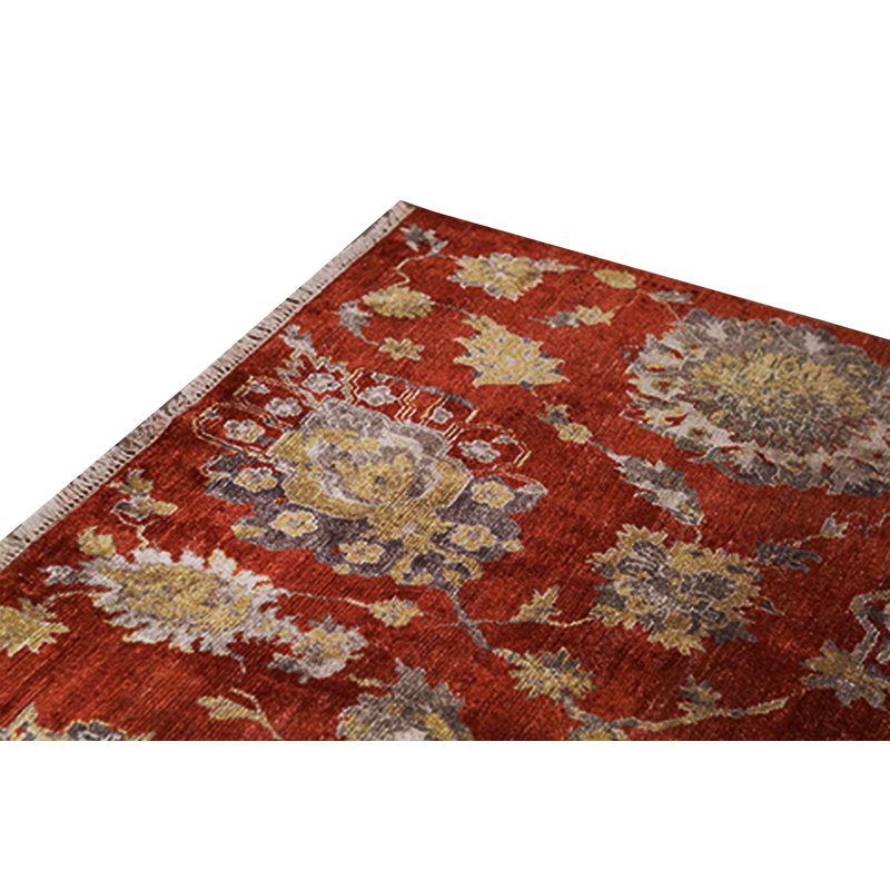 Floral Area Rug in Rust/Yellow