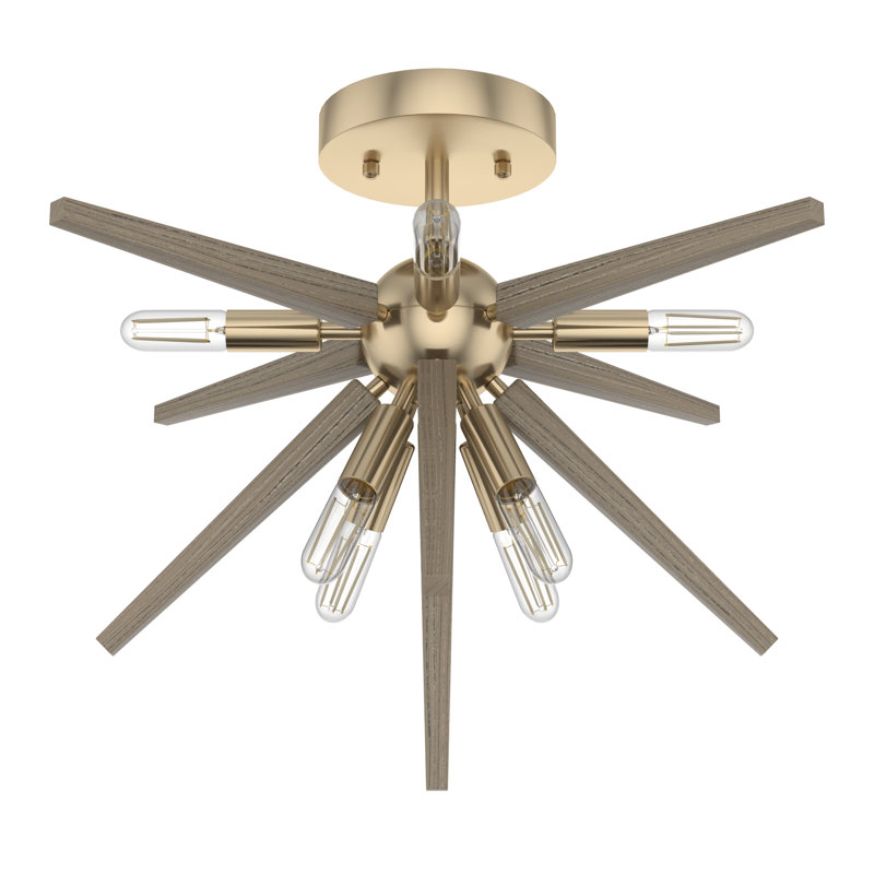 Plafonnier semi-encastré 8 lumières Hunter Jupiter Star, Or Alturas