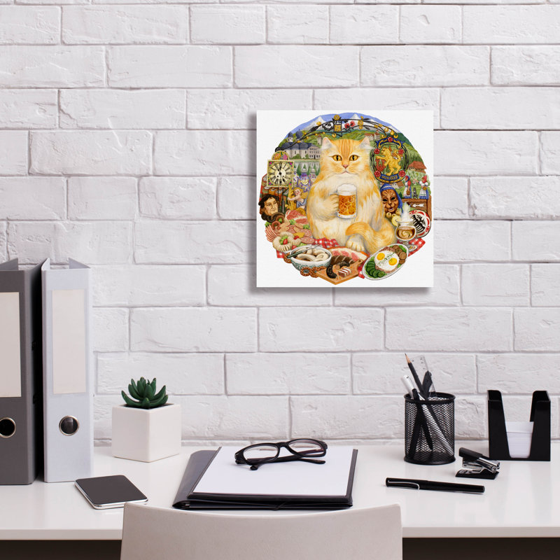  «Beer Keller Cat» par Gale Pitt, art mural sur toile, 12 po x 12 po, H 12 po x l 12 po