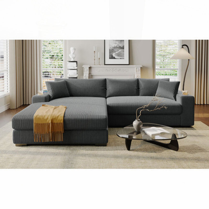 Grand canapé modulaire avec coussins épais Mirod, Gris