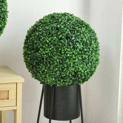 HOMcom, ensemble de 2 boules artificielles en forme de buis topiaire, plantes d'intérieur et d'extérieur pour la maison, le bureau et le salon