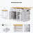 53Inch Large Kitchen Island With 2 Bar Stools, Power Outlet,Door Internal Storage Rack, Kitchen Storage Cart On 5 Wheels With Drop Leaf, 5 Open Side Racks, 3 Drawers-2088927965