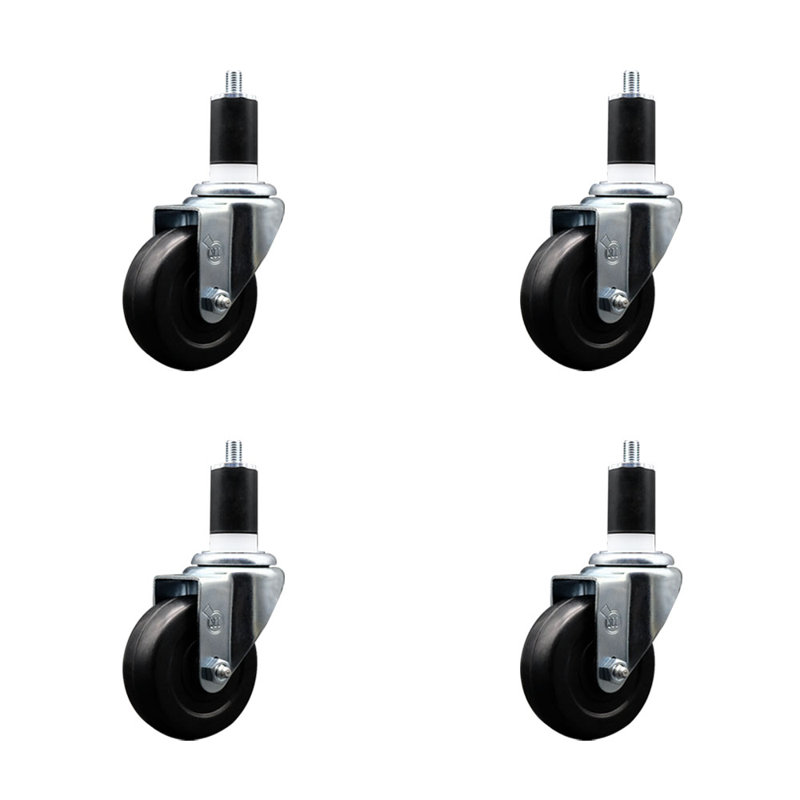 Ensemble de roulettes extensibles à roulettes en caoutchouc souple SCC NB 3,5 po x 1-1 / 2 po