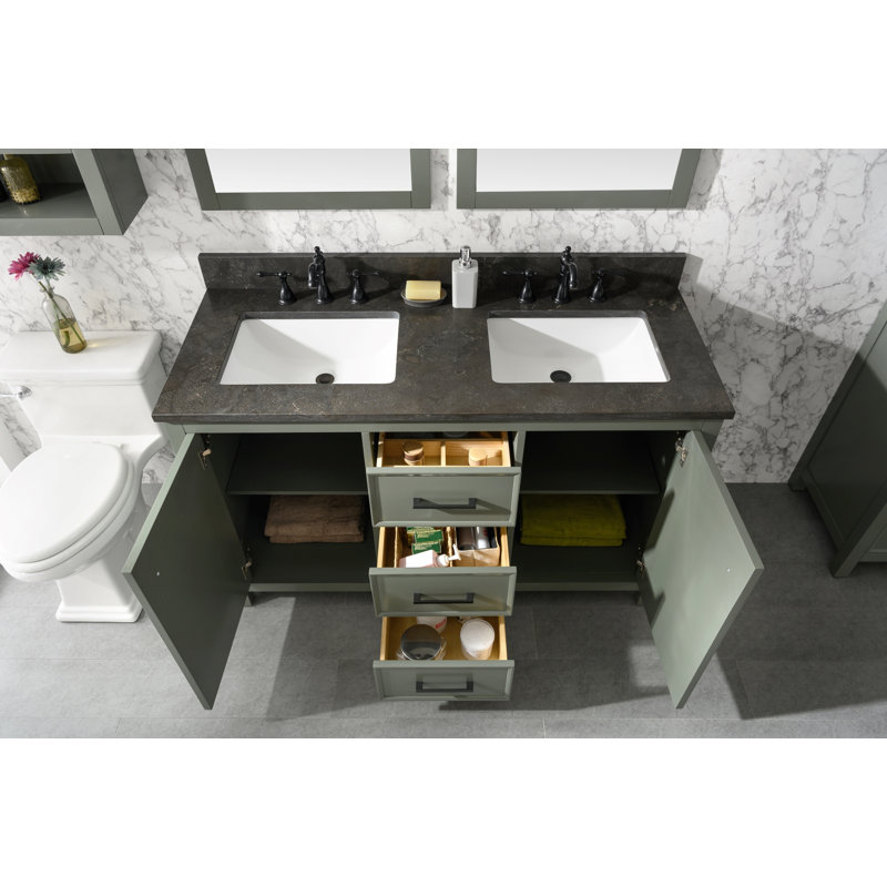 Ensemble de meuble-lavabo double 54 po Talanna, Étain, vert