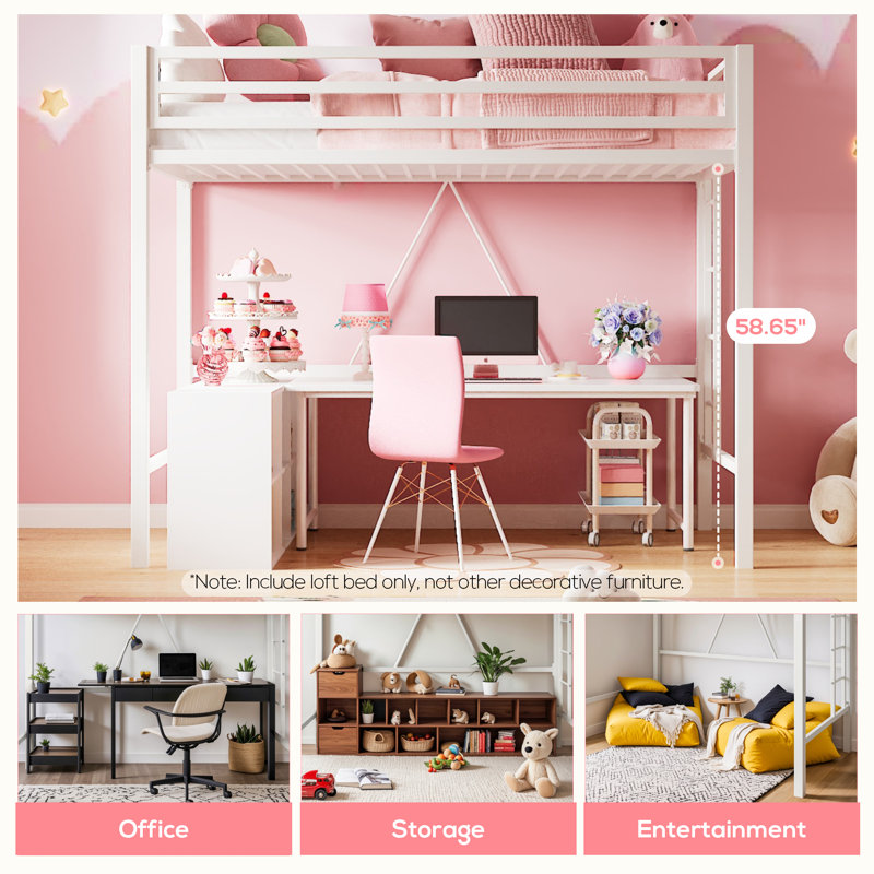 Braga Twin Platform Loft Bed by Isabelle & Max,  White