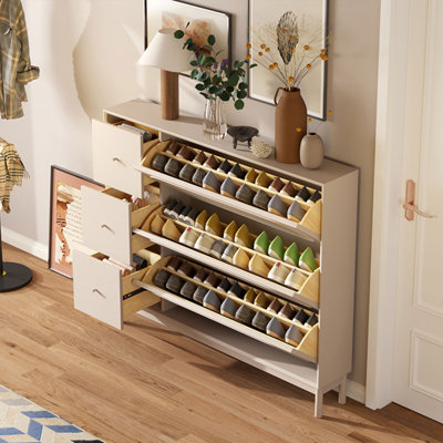 Rangement à chaussures inclinable de style rétro pour 18 paires de chaussures