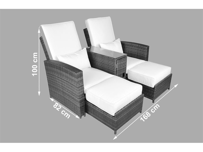 Harker 82cm Long Reclining Double Chaise with Cushions and Table