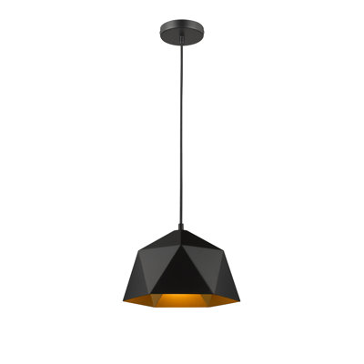 Modern 1 Light Black Geometric Shade Pendant