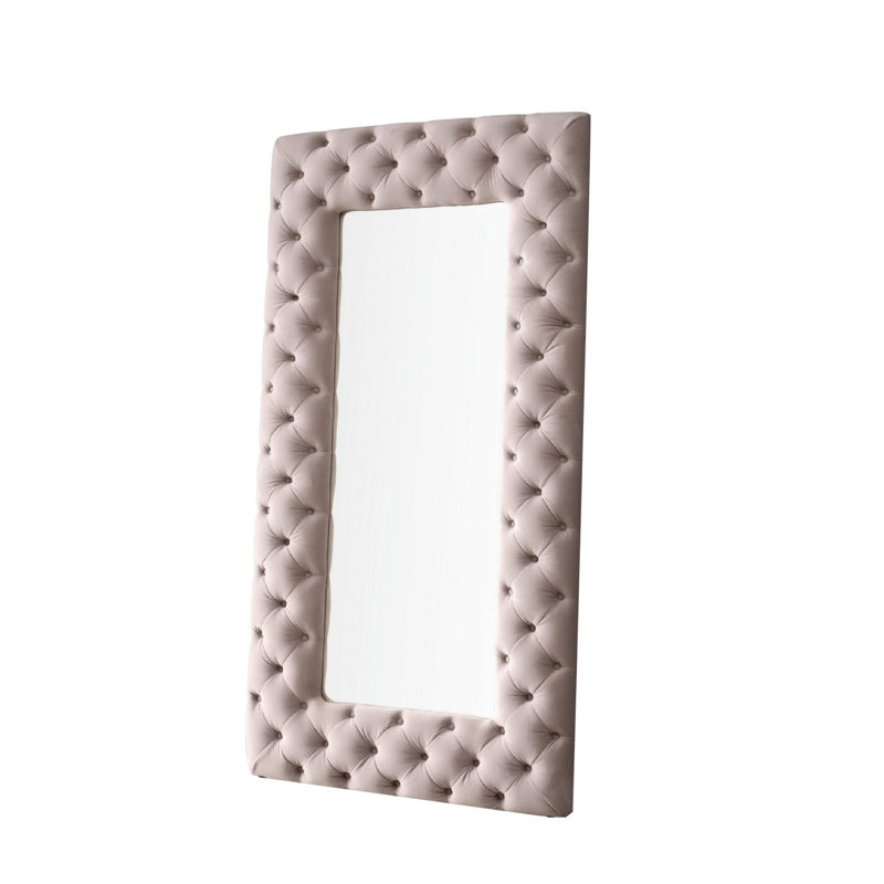 Sinaia Tufted Floor Mirror, Gray