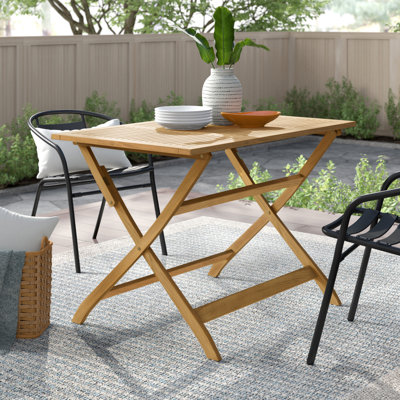 Amaure Rectangular Acacia Solid Wood Yes Outdoor Dining Table , 43.5 " W 27.5 " D