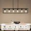 Luminaire rectangulaire à 6 lumières avec lustre noir pour salon et lustre de salle à manger