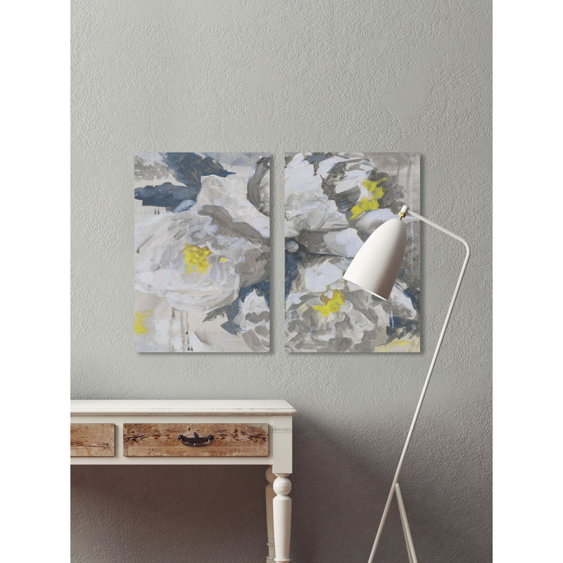 Pivoine blanche V Diptyque, H 60 po x l 40 po