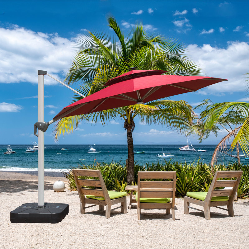 Parasol en porte-à-faux rond 13 pi, Rouge, H 104 po x l 130 po x P 130 po