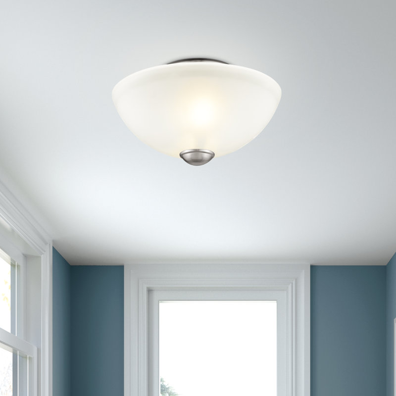 Plafonnier semi-encastré 2 lumières Annete, Nickel brossé, 11 po