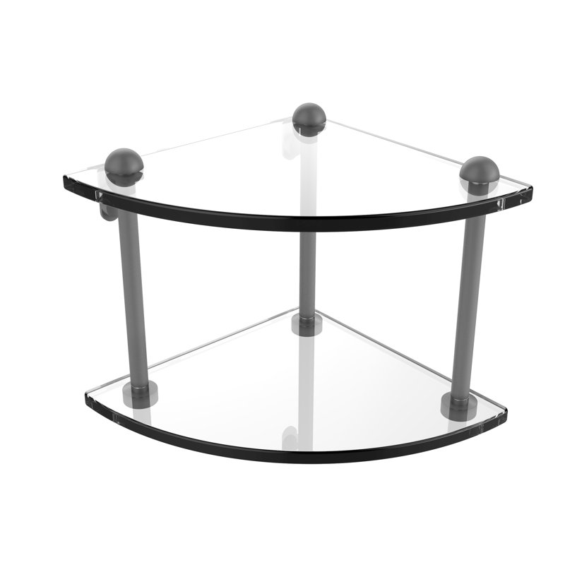Gober 2 Piece Triangle Corner Shelf, Matte Gray