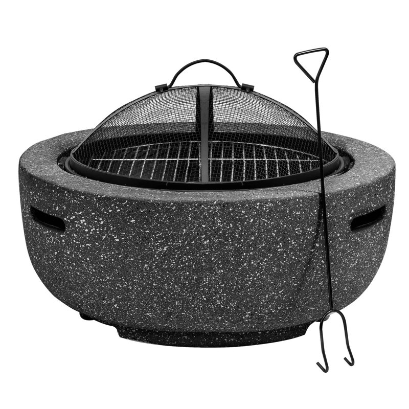Annaly Round Wood Burning Smokeless Fire Pit, Dark Grey 