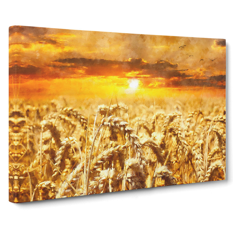 Wheat Field At Sunset - Wrapped Canvas, 40cm H x 60cm W x 3cm D