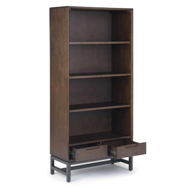 Wilmington Solid Wood Industrial 60 Inch Wide Desk With 30 Inch Wide Bookcase In Walnut Brown (set Of 2), Walnut Brown
