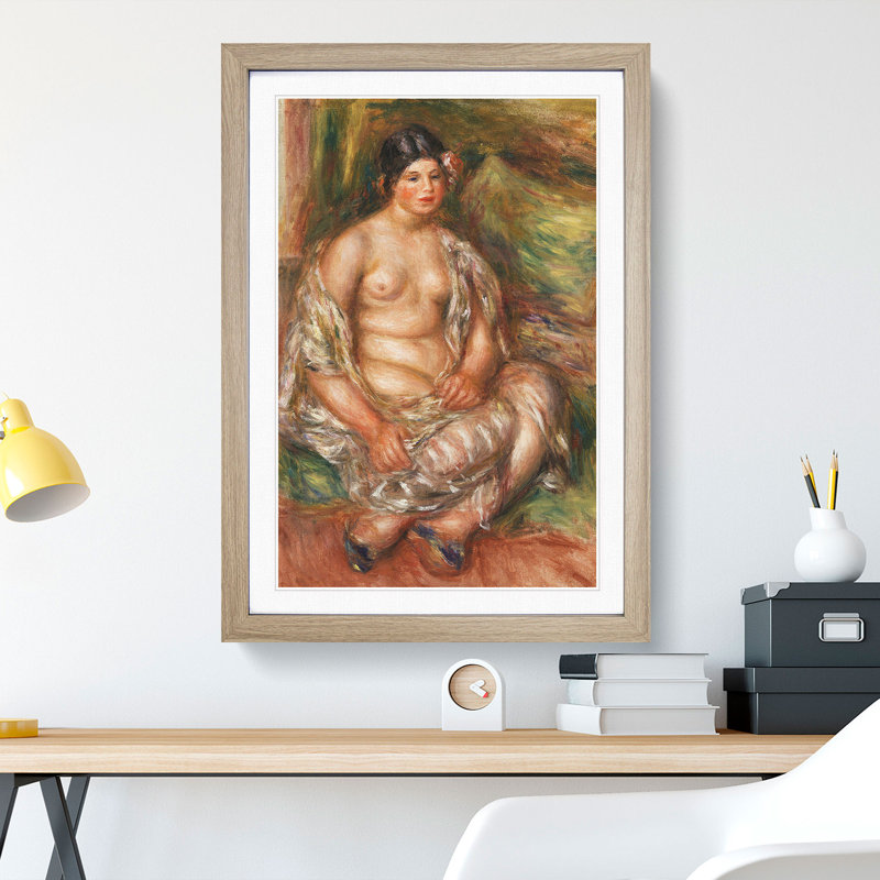 Seated Odalisque by Pierre-Auguste Renoir - Picture Frame Painting, Oak Framed, 48cm H x 36cm W x 2cm D