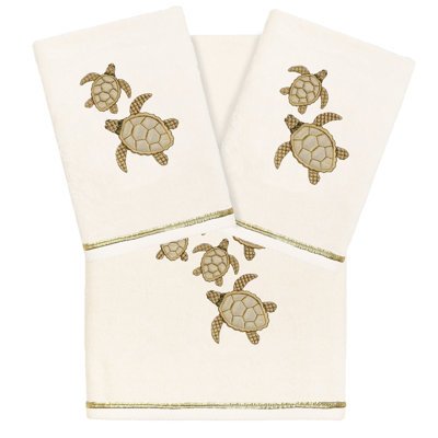 3 Piece 100% Turkish Cotton Towel Set -  Linum Home Textiles, EDR05-1BT2HT-TORTUGA