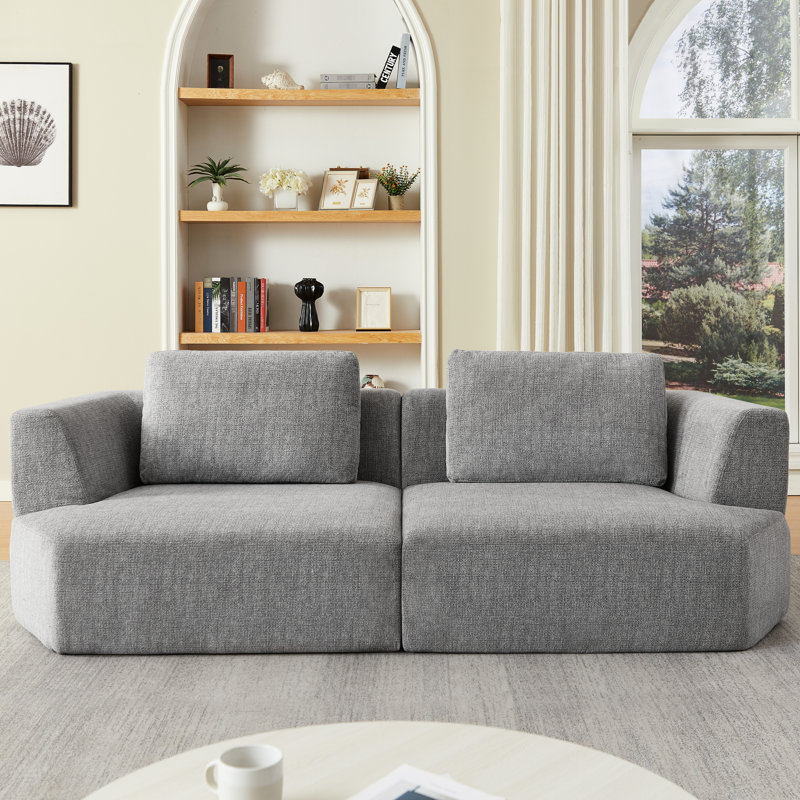 Gris à 3 places avec tissu chenille, sans assemblage, peu encombrant pour un appartement, doux et confortable avec fermeture à glissière surdimensionnée en chenille, toucher, nettoyage
