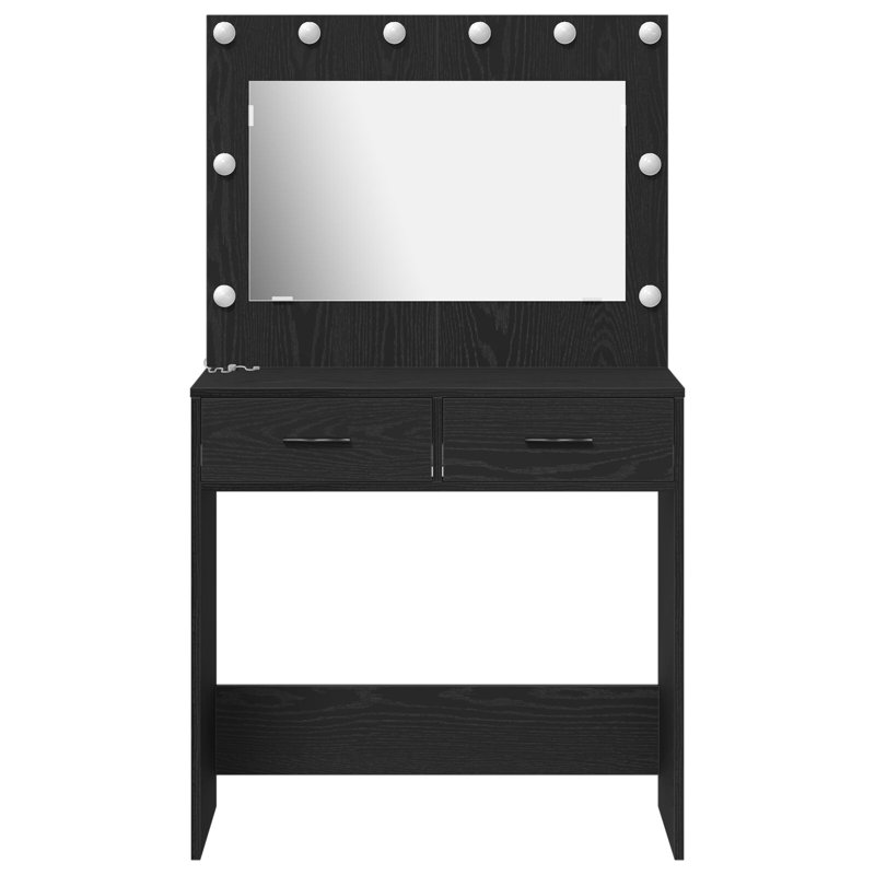 Engineered Wood 78.5 X 41 X 135 Cm Mirror, Black Oak