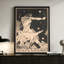 Archer Sagittaire moderne et moderne: une figurine de centaure avec un arc, reproduction d'art déco sur bois. Art mural 24 "x 36" avec cadre en bois noir