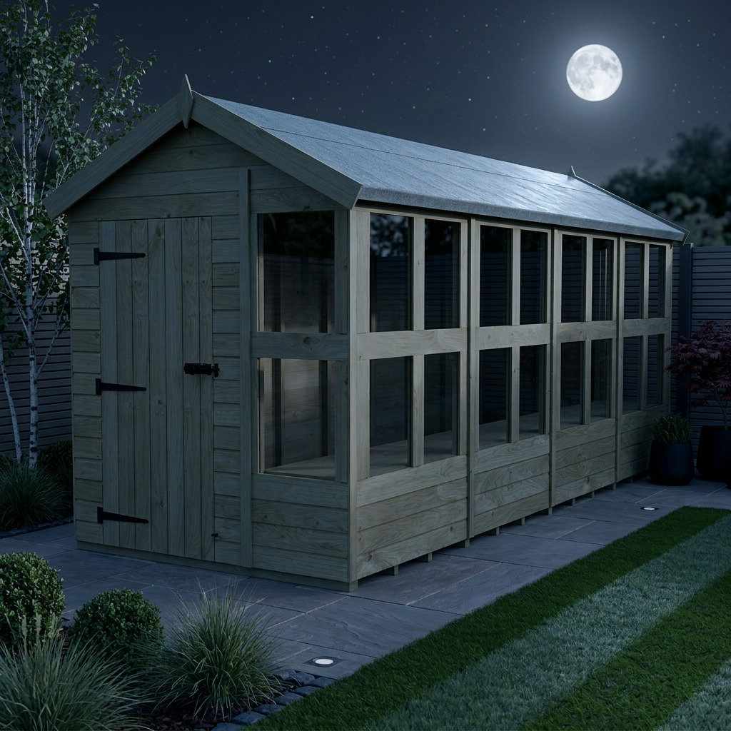 Total Sheds 16ft x 6ft Apex Potting Shed - Built-in Two-Tier Bench - Pressure Treated Timber - UK Manufactured