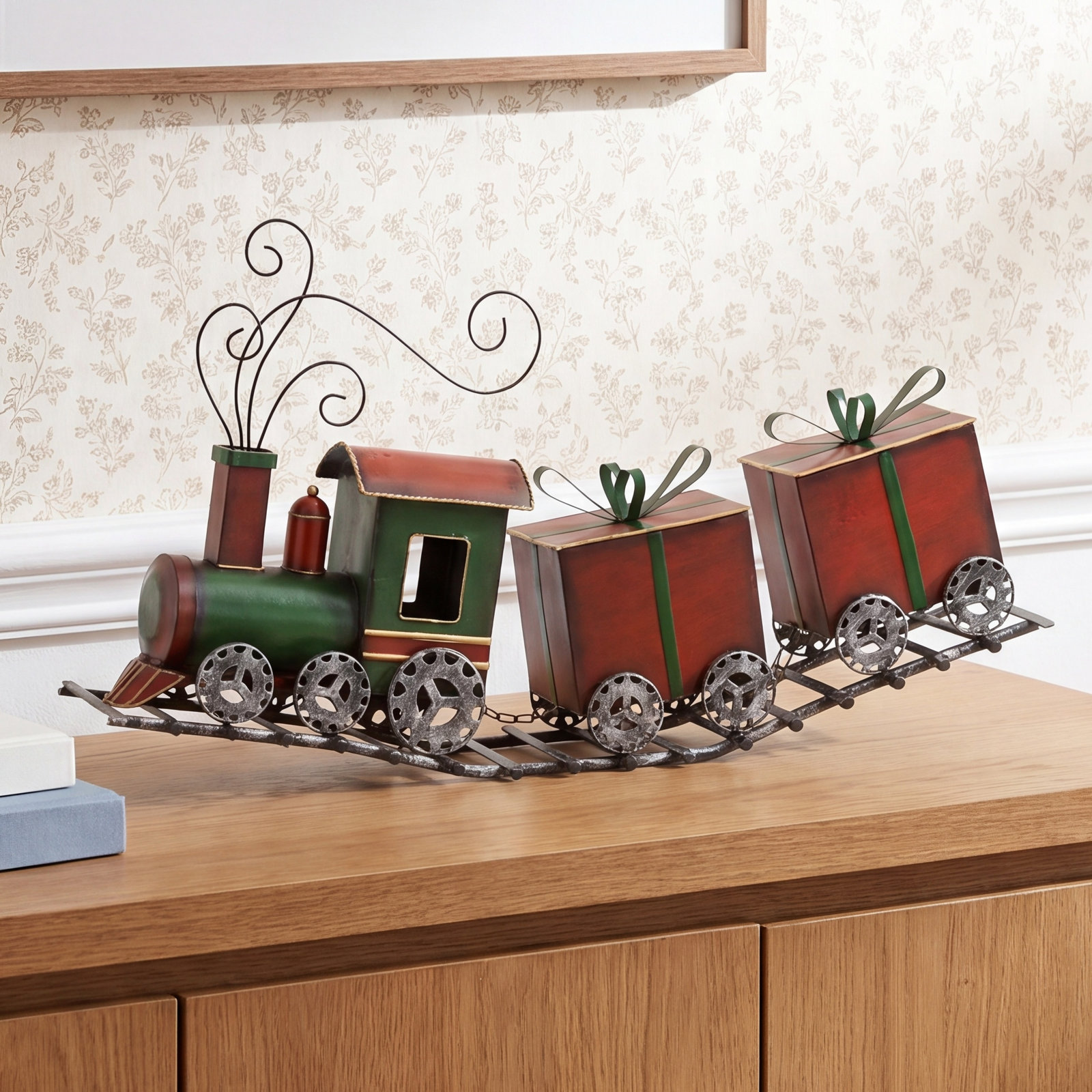 Metal Holiday Train with Presents 29"L