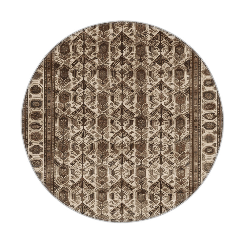 Persian Gray Indoor and Outdoor Area Rug, Round 5'