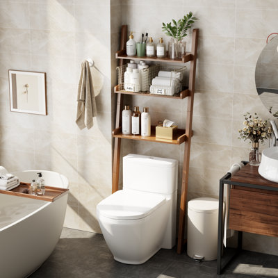 Tablette de salle de bain en bois massif en forme de Z