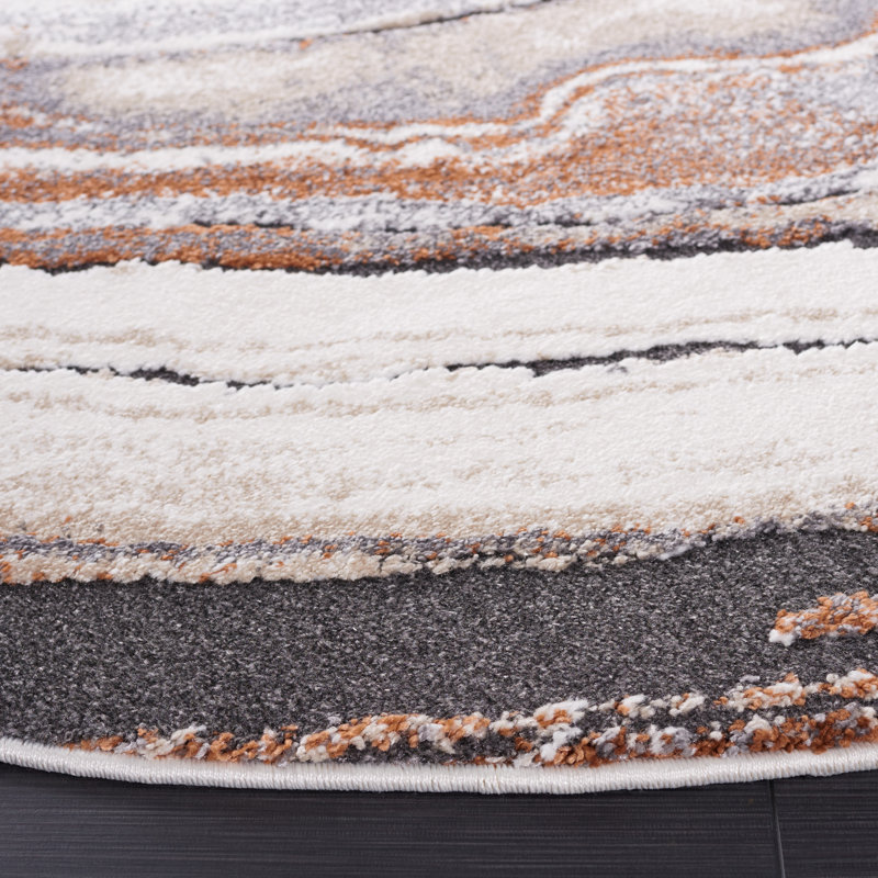 Cyrus Shag Performance Abstract Rug, Round 6'7"