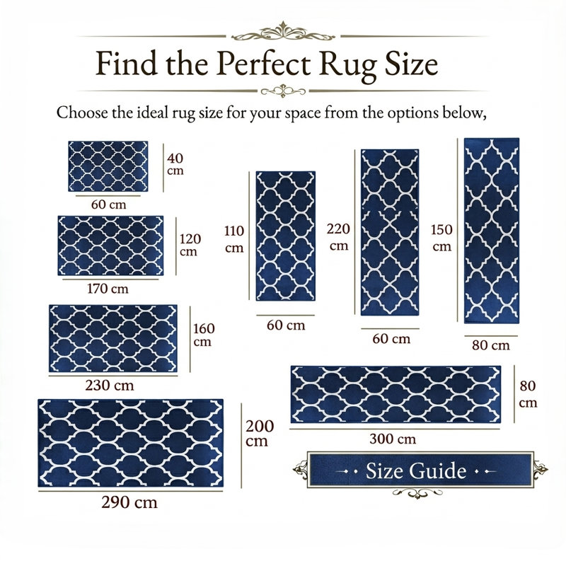 Aspire Homeware Navy Geometric Area Rug Modern Trellis Indoor Carpet, Rectangle 40 x 60 cm