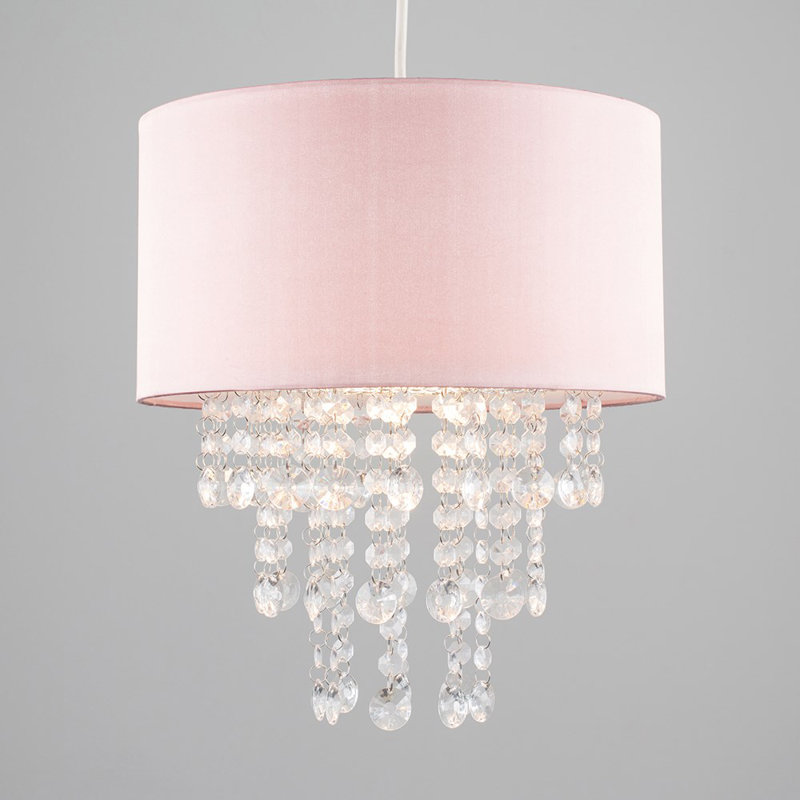 Jesmond 35 cm H Drum Cotton Pendant Shade ( Clip On ) in Pink