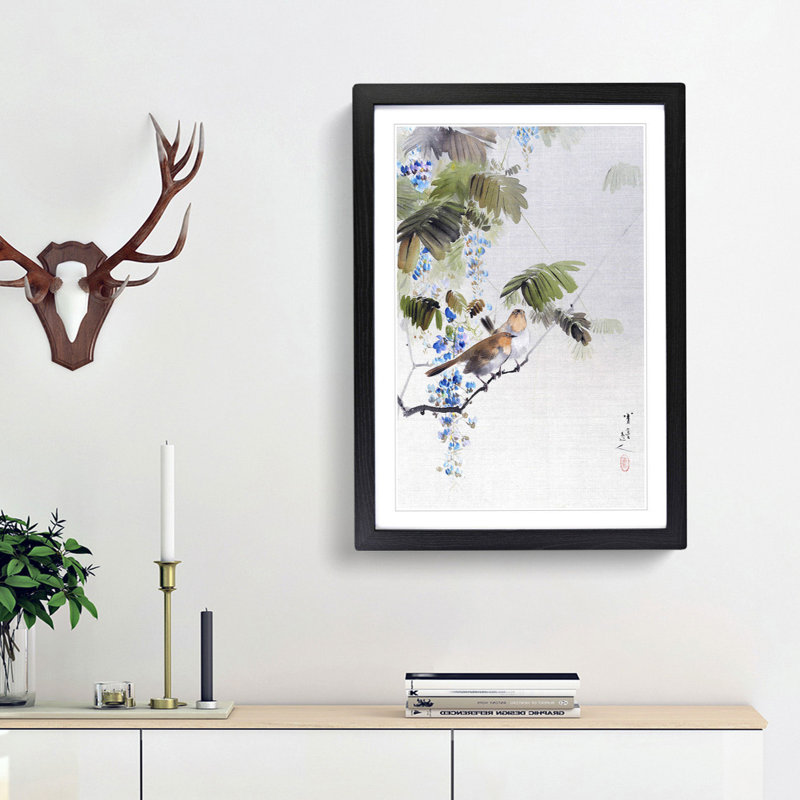 Birds & Flowers by Watanabe Seitei - Picture Frame Painting Print, Black Framed, 36cm H x 27cm W x 2cm D
