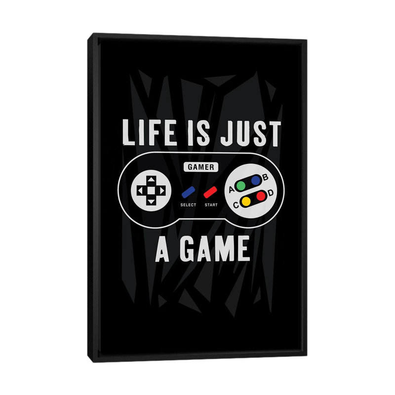 «Gaming V», reproduction d'art sur toile encadrée, Noir, Impression dans un cadre flottant sans passe-parto