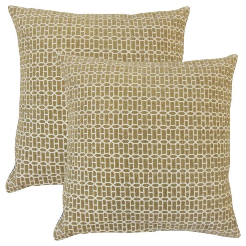Coussin décoratif géométrique , Raphia