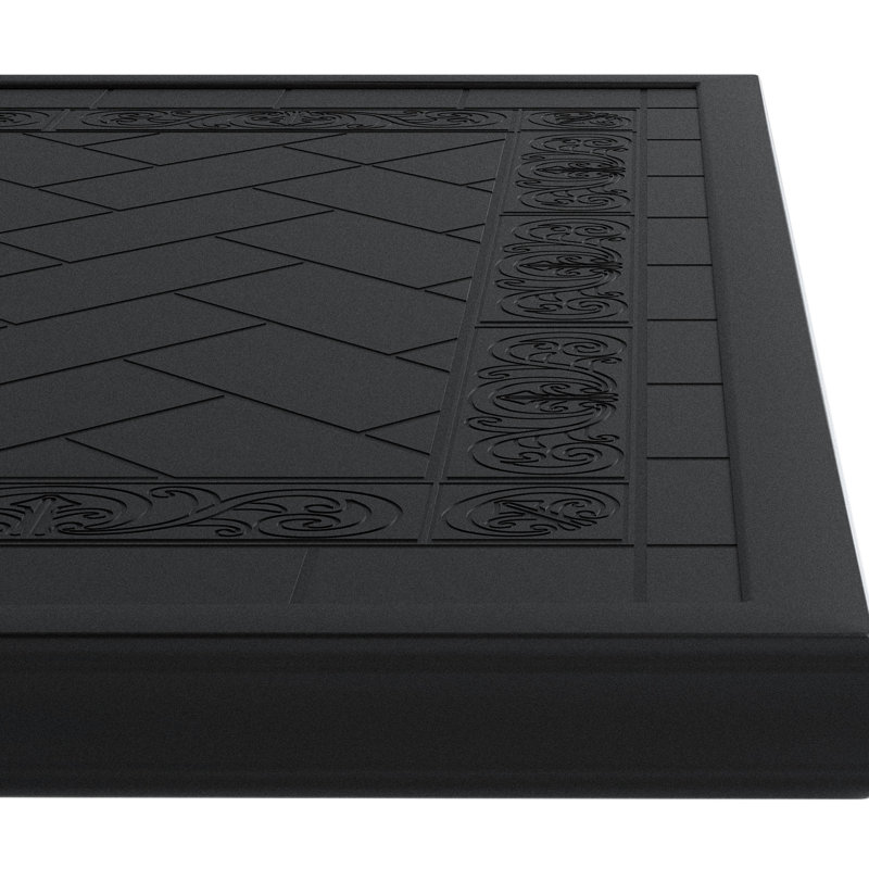 Table de salle à manger à cadre noir - Aluminium coulé, rectangulaire, motif, aluminium résistant à la corrosion, noir, texture, intempéries